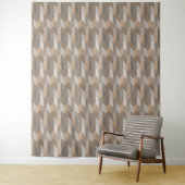 Blauw, geel, olijf Chevron. Wandkleed (In situ)