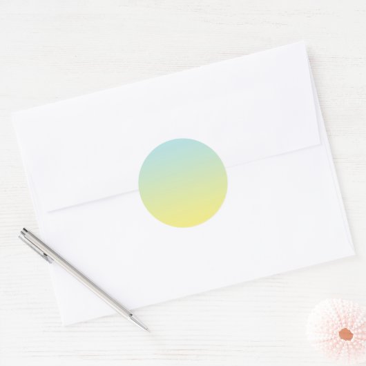 Blauw & Geel Ombre Ronde Sticker (Envelop)