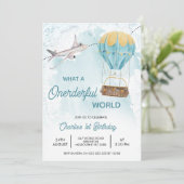  Blauw Geel Onderful Wereld 1e Verjaardag Kaart (Staand voorkant)