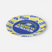 Blauw & Geel op Wit Afstuderen Gepersonaliseerd Papieren Bordje (Gekanteld)