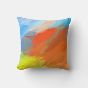 Blauw geel Oranje Abstract kunstschilder 6 Kussen