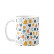 Blauw Geel Oranje Kawaii Kat Patroon Kat Liefhebbe