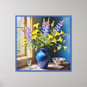 Blauw Geel Paarse Boeket Art Canvas Afdruk (Voorkant)
