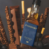 Blauw & Geel Paspoort Bestemming Bruiloft Likeurfles Etiket