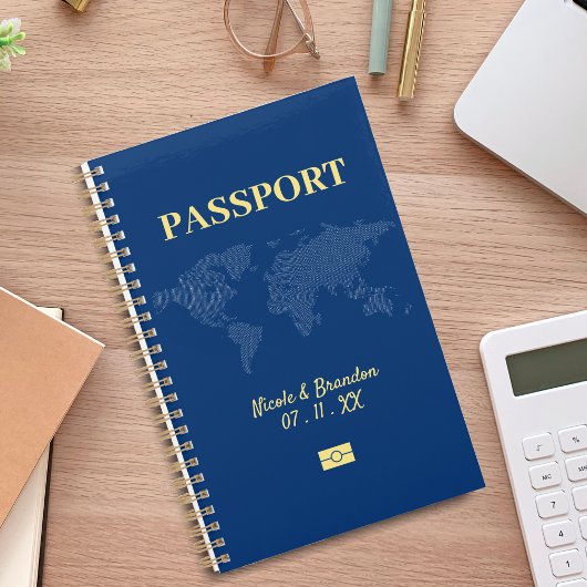 Blauw & Geel Paspoort Bestemming Bruiloft Planner