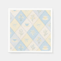 Blauw & Geel Patchwork Patroon Cute Baby Shower