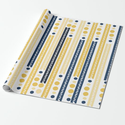 Blauw & Geel Patroon Inpakpapier (Uitgerold)