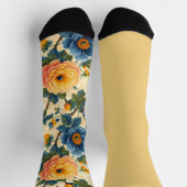 blauw geel patroontjes oneven mismatch sokken (Top)