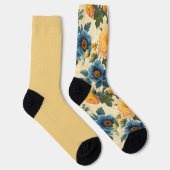blauw geel patroontjes oneven mismatch sokken (Rechts)