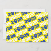 Blauw & geel Pawprint Afstuderen Fotouitnodiging Kaart (Achterkant)