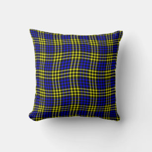 Blauw Geel Plaid Geruite Naadloos Patroon Kussen