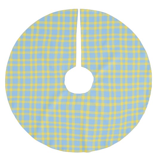 Blauw Geel Plaid Patroon Kerstboom Rok (Voorkant)