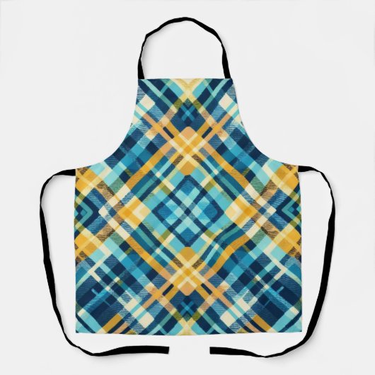 Blauw Geel Plakt Ontwerp Schort (Voorkant)