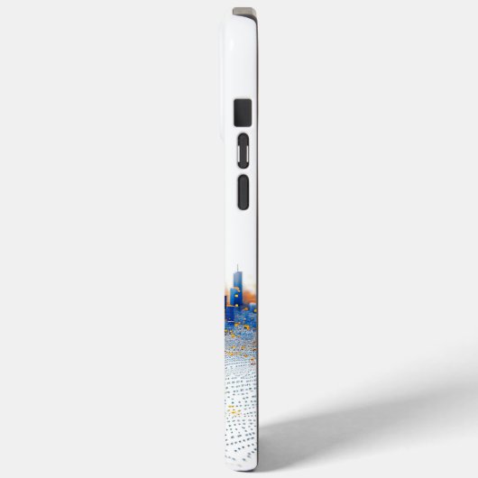 Blauw-geel pointillisme stedelijke architectuur Case-Mate iPhone case (Achterkant / Links)