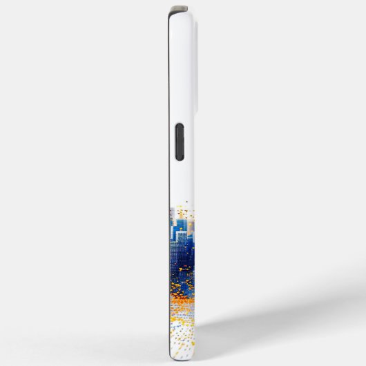 Blauw-geel pointillisme stedelijke architectuur Case-Mate iPhone case (Achterkant / Rechts)