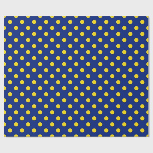 Blauw Geel Polka Dots Design Cadeaupapier (Vlak)