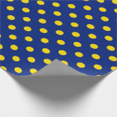 Blauw Geel Polka Dots Design Cadeaupapier (Hoek)