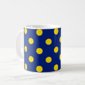Blauw Geel Polka Dots Design Koffiemok (Voorkant links)