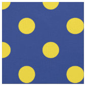 Blauw Geel Polka Dots Textiel Stof (Close Up)