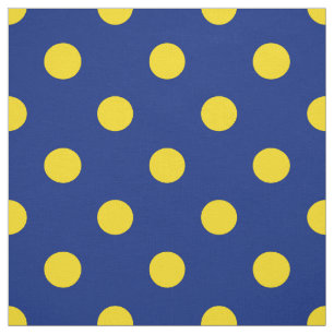 Blauw Geel Polka Dots Textiel Stof