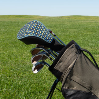 Blauw + Geel Polka Dots w / Witte Sterren Patroon Golfheadcover
