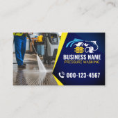 Blauw Geel Power Wash Schoonmaak Foto Visitekaartje (Voorkant)