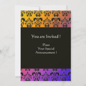 BLAUW GEEL PURPER ZWART DAMASK MONOGRAM ,wit Kaart (Achterkant)