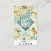 Blauw Geel Quilt Patchwork Handgemaakte Kleding Visitekaartje (Voorkant)