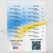 Blauw, Geel Restaurant Afhaalmenu met QR-code Flyer (Achterkant)