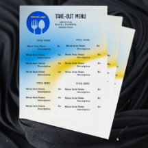 Blauw, Geel Restaurant Afhaalmenu met QR-code