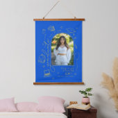 Blauw Geel Retro Foto Afstuderen Hangend Wandkleed (Slaapkamer)