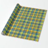 Blauw, geel, rood geplakt patroon, Tartan Cadeaupapier (Uitgerold)