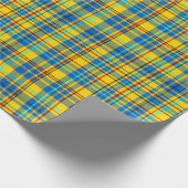 Blauw, geel, rood geplakt patroon, Tartan Cadeaupapier (Hoek)