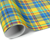 Blauw, geel, rood geplakt patroon, Tartan Cadeaupapier (Rol Hoek)