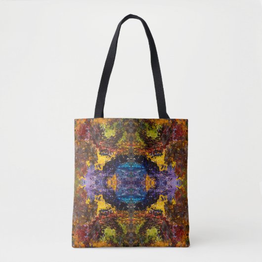 Blauw Geel Rood Groen Mozaiek Tote Bag (Voorkant)