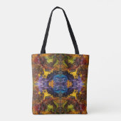 Blauw Geel Rood Groen Mozaiek Tote Bag (Achterkant)