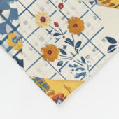 Blauw Geel Rood Quilt Patchwork Gingham Bloemmotie Fleece Deken (Hoek)