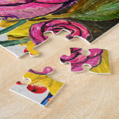 Blauw Geel Roze Bloemen Naadloos Legpuzzel (Zijkant)