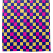 Blauw Geel Roze Geruit Patroon Ontwerp  Douchegordijn (Voorkant)