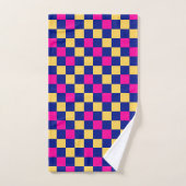 Blauw Geel Roze Geruit Patroonontwerp Bad Handdoek (Handdoek)