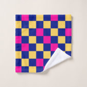 Blauw Geel Roze Geruit Patroonontwerp Bad Handdoek (Wasdoekje)