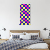 Blauw Geel Roze Geruit Patroonontwerp Canvas Afdruk (Insitu (Slaapkamer))