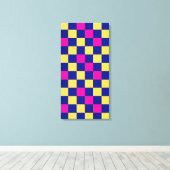Blauw Geel Roze Geruit Patroonontwerp Canvas Afdruk (Insitu (Houten vloer))