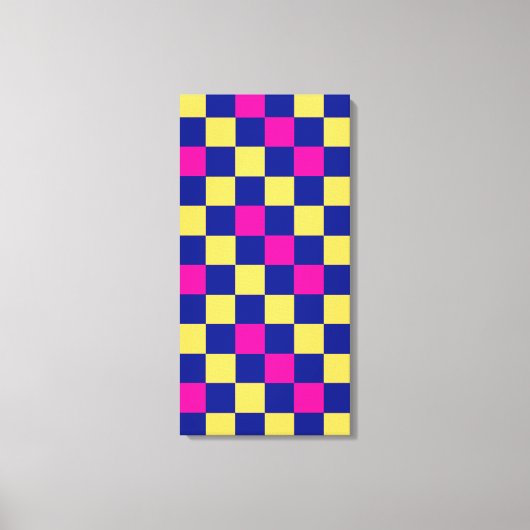 Blauw Geel Roze Geruit Patroonontwerp Canvas Afdruk (Voorkant)