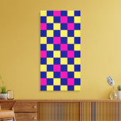 Blauw Geel Roze Geruit Patroonontwerp Canvas Afdruk (Insitu (Woonkamer))