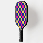 Blauw Geel Roze Geruit Patroonontwerp Pickleball Paddle (Links)