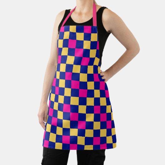 Blauw Geel Roze Geruit Patroonontwerp  Schort (Insitu)