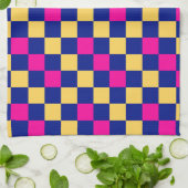 Blauw Geel Roze Geruit Patroonontwerp Theedoek (Gevouwen)