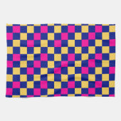 Blauw Geel Roze Geruit Patroonontwerp Theedoek (Horizontaal)