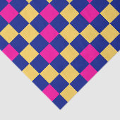 Blauw Geel Roze Geruit Patroonontwerp  Tissuepapier (Detail)